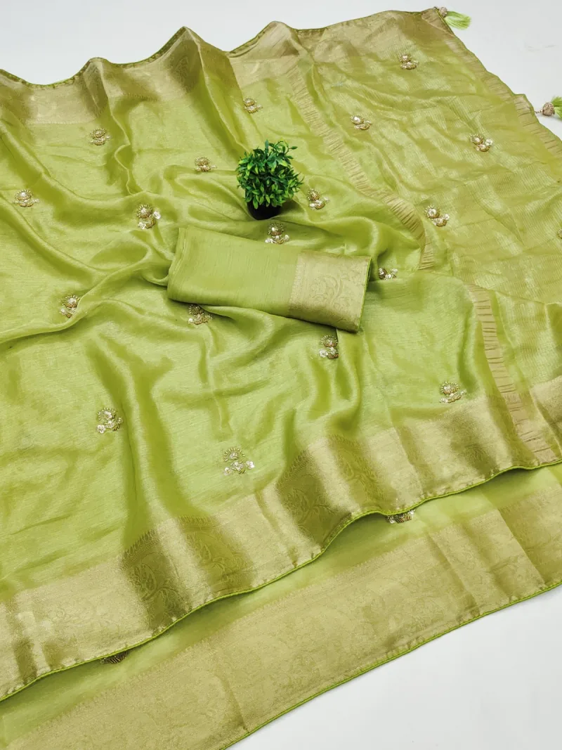 Ktd 3008 Fandy Chiffon Beads Work Saree